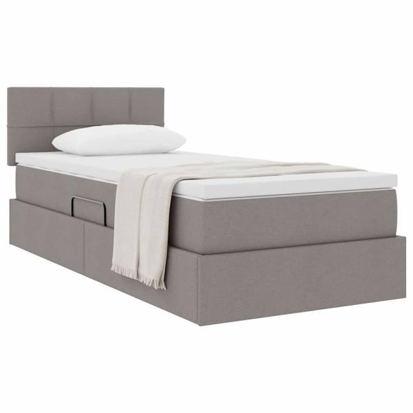 Aufbewahrungsbett mit Matratze Taupe 90 x 190 cm Samt