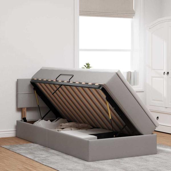 Aufbewahrungsbett mit Matratze Taupe 90 x 190 cm Samt