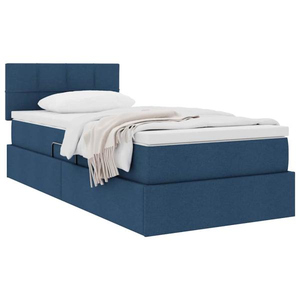 Aufbewahrungsbett mit Matratze Blau 90 x 190 cm Samt