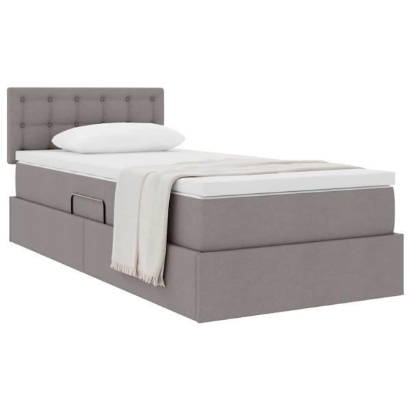 Aufbewahrungsbett mit Matratze Taupe 90 x 190 cm Samt