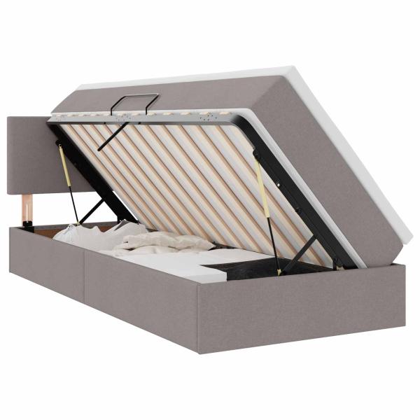 LED-Speicherbett mit Matratze Taupe 90 x 190 cm Stoff