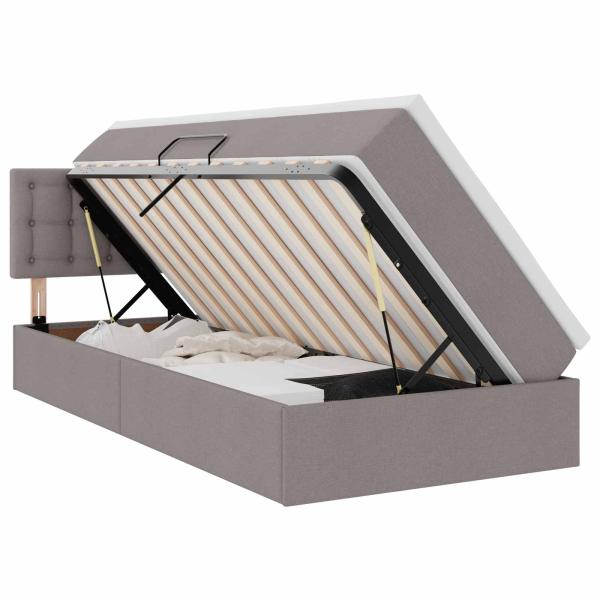 LED-Speicherbett mit Matratze Taupe 90 x 190 cm Stoff