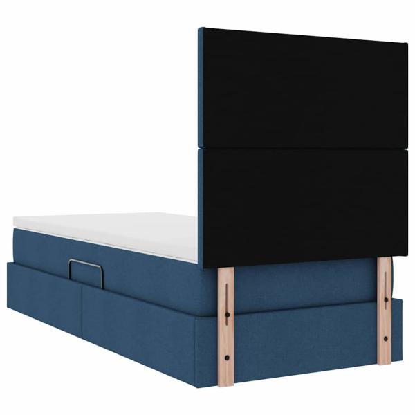 Aufbewahrungsbett mit Matratze Blau 90 x 190 cm Stoff