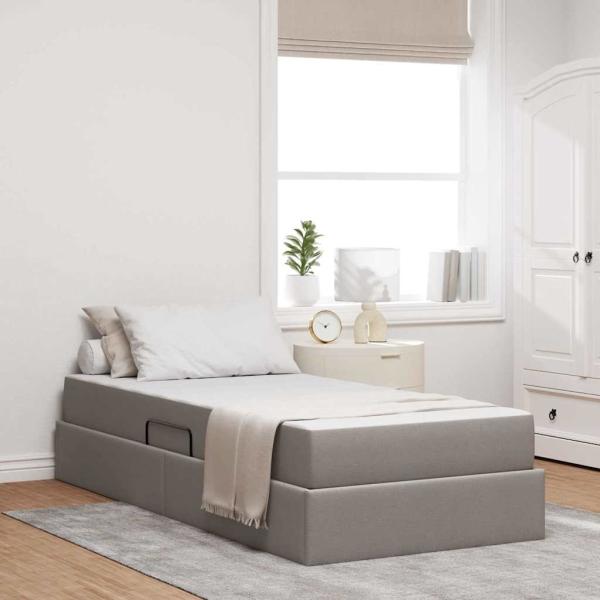 ARDEBO.de - Aufbewahrungsbett mit Matratze Taupe 90 x 190 cm Polyester