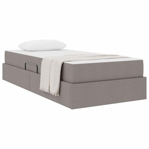 Aufbewahrungsbett mit Matratze Taupe 90 x 190 cm Polyester