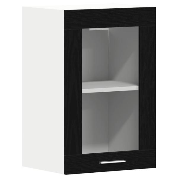 Hängeglasschrank Schwarz Eichen-Optik 40 x 31 x 60 cm Holzwerkstoff