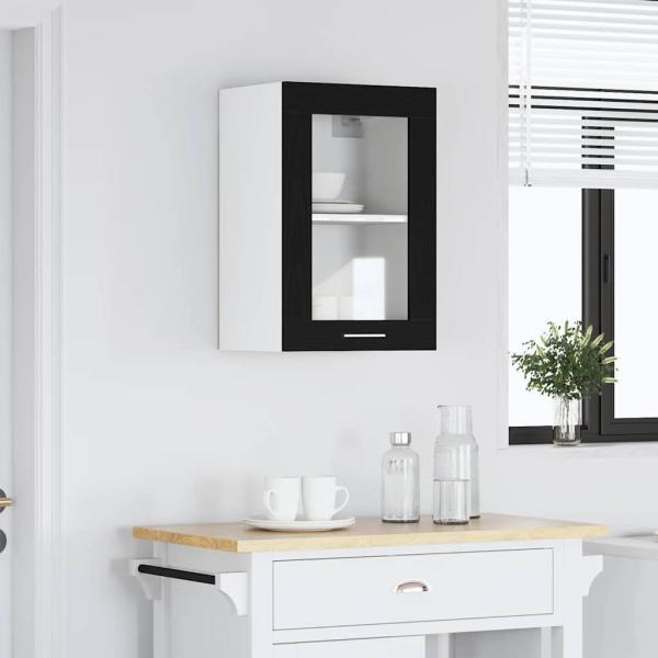 Hängeglasschrank Schwarz Eichen-Optik 40 x 31 x 60 cm Holzwerkstoff