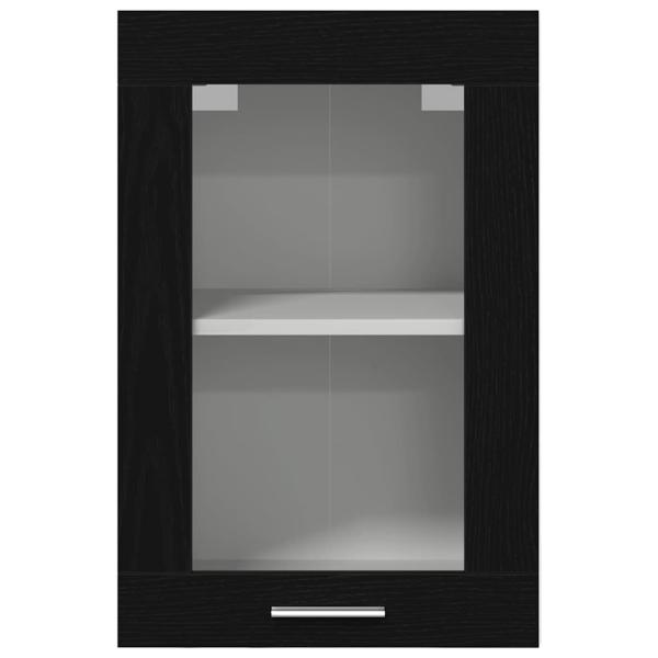 Hängeglasschrank Schwarz Eichen-Optik 40 x 31 x 60 cm Holzwerkstoff