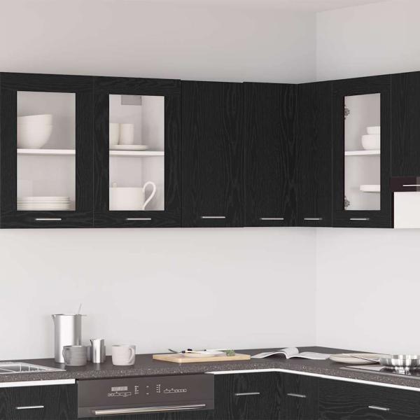 ARDEBO.de - Hängeschrank Schwarz Eichen-Optik 30x31x60 cm Holzwerkstoff