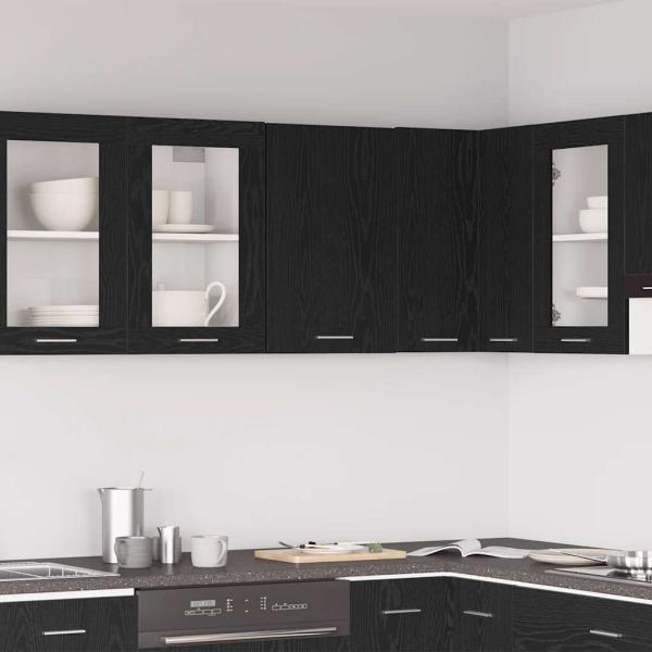 ARDEBO.de - Hängeschrank Schwarz Eichen-Optik 40x31x60 cm Holzwerkstoff