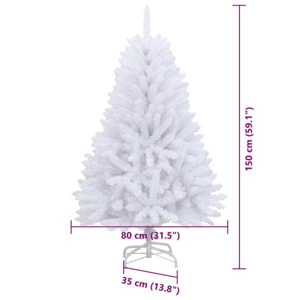 Künstlicher Weihnachtsbaum Weiß 150 cm PVC und Metall