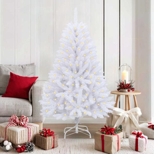 Künstlicher Weihnachtsbaum Weiß 150 cm PVC und Metall