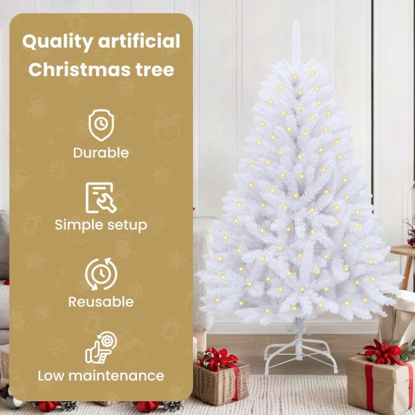 Künstlicher Weihnachtsbaum Weiß 150 cm PVC und Metall