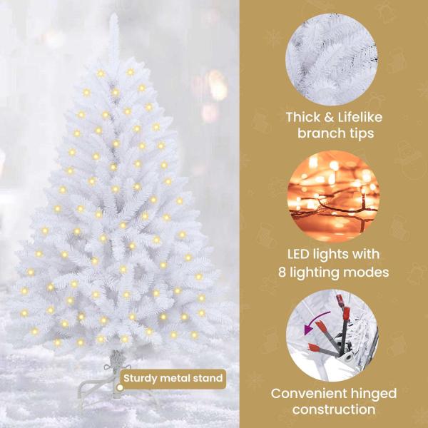 Künstlicher Weihnachtsbaum Weiß 150 cm PVC und Metall