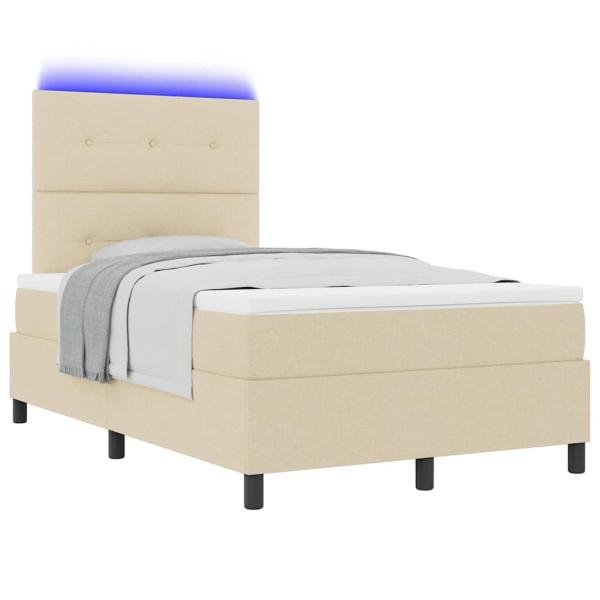 Boxspringbett mit Matratze mit LED Creme 120 x 190 cm Stoff