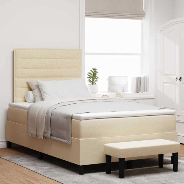 ARDEBO.de - Boxspringbett mit Matratze Creme 120 x 190 cm Stoff