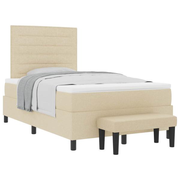 Boxspringbett mit Matratze Creme 120 x 190 cm Stoff