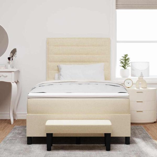 Boxspringbett mit Matratze Creme 120 x 190 cm Stoff