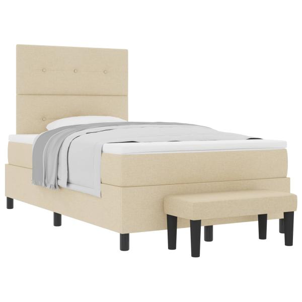 Boxspringbett mit Kopfteil Creme 120 x 190 cm Stoff