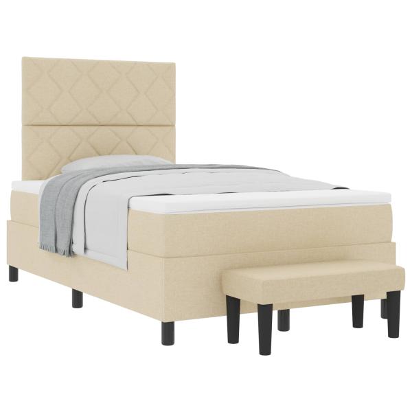 Boxspringbett mit Kopfteil Creme 120 x 190 cm Stoff
