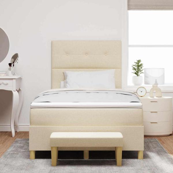 Boxspringbett mit Kopfteil Creme 190 x 120 cm Stoff