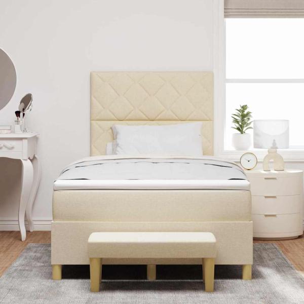 Boxspringbett mit Kopfteil Creme 190 x 120 cm Stoff