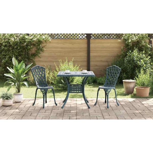 Gartentisch Set 3 pcs Grün Gussaluminium
