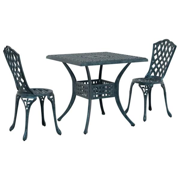 Gartentisch Set 3 pcs Grün Gussaluminium