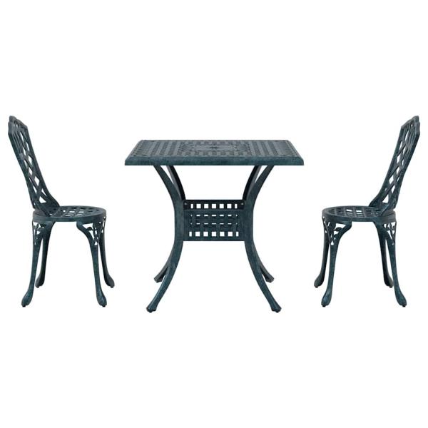 Gartentisch Set 3 pcs Grün Gussaluminium