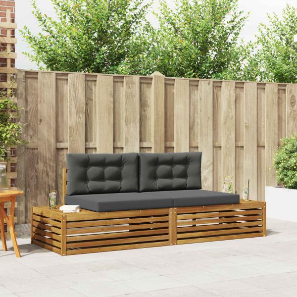ARDEBO.de - Outdoor-Sofagarnitur Natur und Anthrazit 203,5 x 83 x 73 cm