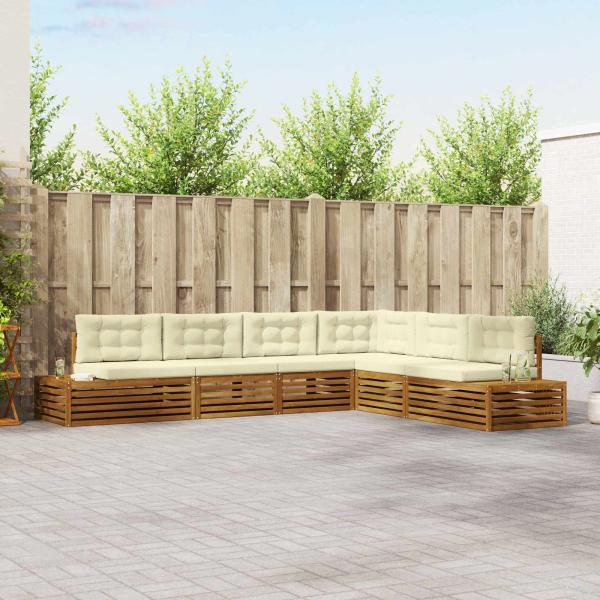 ARDEBO.de - Outdoor-Sofagarnitur mit Kissen 6 Stück Natur und Creme