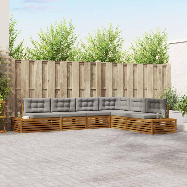 ARDEBO.de - 7 stk. Outdoor-Sofagarnitur Massives Akazienholz und Polyester