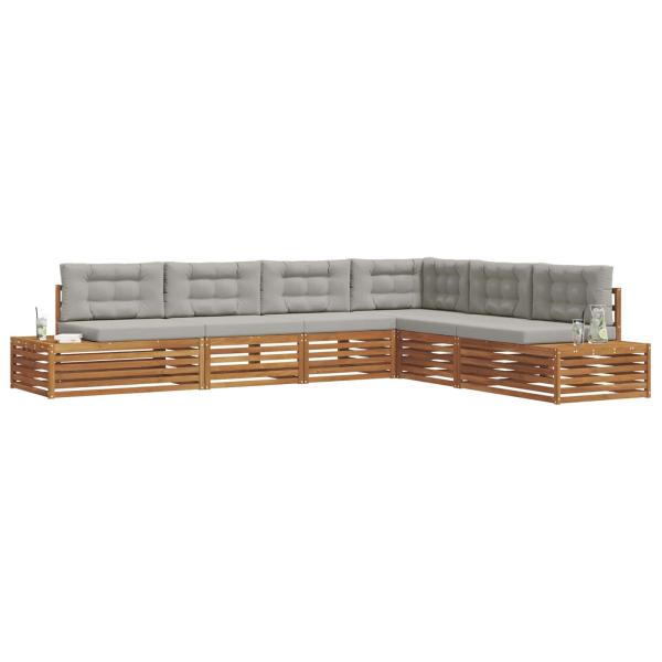 7 stk. Outdoor-Sofagarnitur Massives Akazienholz und Polyester