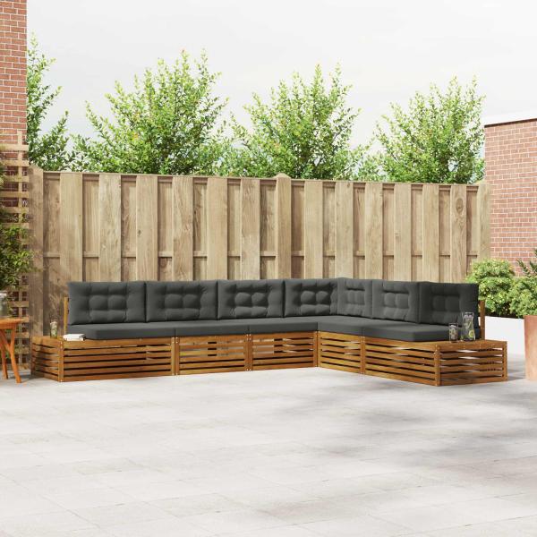 ARDEBO.de - Outdoor-Sofagarnitur mit Kissen 6 Stück Natur und Anthrazit