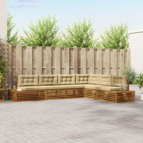 ARDEBO.de - Outdoor-Sofagarnitur mit Kissen 6 Stück Natur und Beige