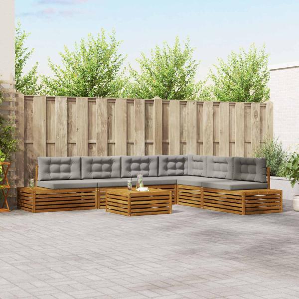 ARDEBO.de - 8 stk. Outdoor-Sofagarnitur Massives Akazienholz und Polyester