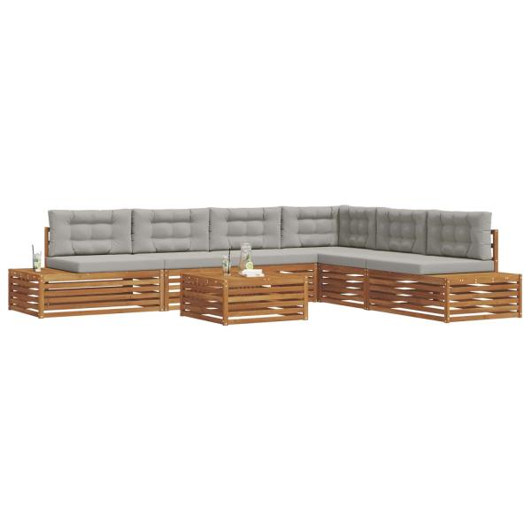 8 stk. Outdoor-Sofagarnitur Massives Akazienholz und Polyester