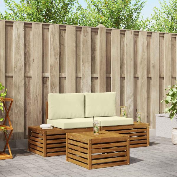 ARDEBO.de - Outdoor-Sofagarnitur mit Kissen Natur und Creme 59 x 59 x 37 cm