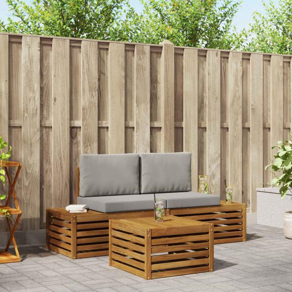 ARDEBO.de - Outdoor-Sofagarnitur Natürlich und Hellgrau 59 x 59 x 37 cm