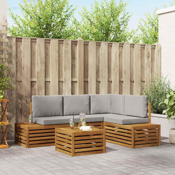 ARDEBO.de - Outdoor-Sofagarnitur Natürlich und Hellgrau 59 x 59 x 37 cm