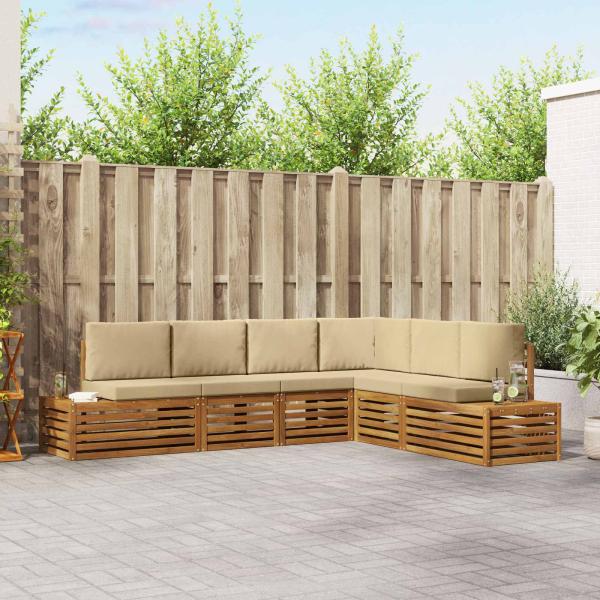ARDEBO.de - 6 stk. Outdoor-Sofagarnitur Massives Akazienholz und Polyester
