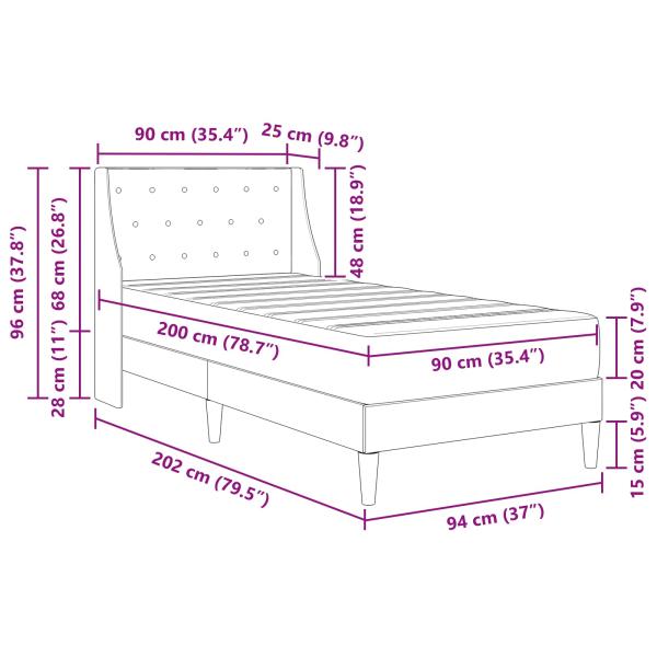 Bettgestell mit Matratze Dunkelgrün 90 x 200 cm Samt
