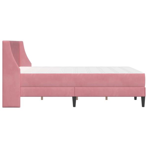 Bettgestell mit Matratze mit Matratze Rosa 140 x 190 cm Samt