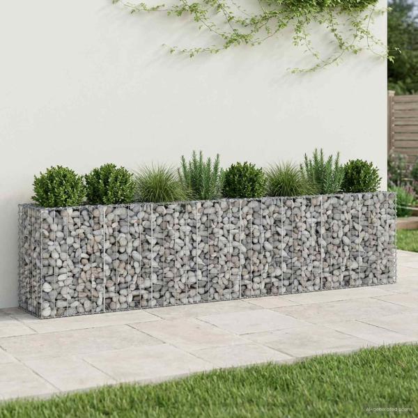 Gabionen-Hochbeet 2 stk. 330 x 50 x 80 cm Verzinkter Stahl