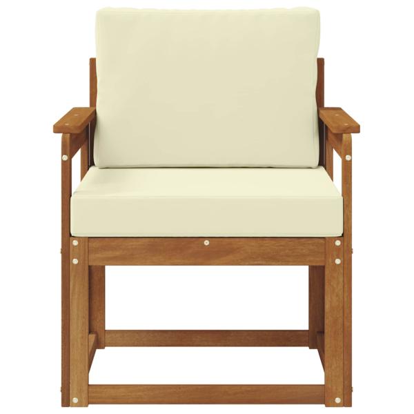 Outdoor-Sofa Massives Akazienholz und Polyester Natur