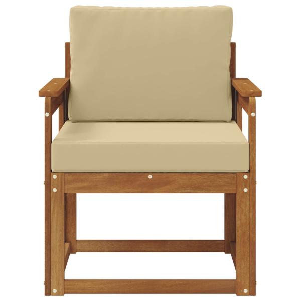 Outdoor-Sofa Massives Akazienholz und Polyester Natur