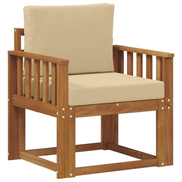 Outdoor-Sofa Massives Akazienholz und Polyester Natur