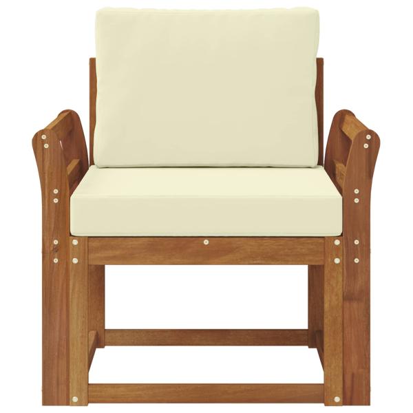 Outdoor-Sofa Massives Akazienholz und Polyester Natur