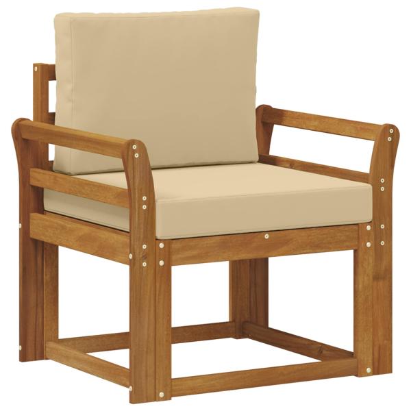 Outdoor-Sofa Massives Akazienholz und Polyester Natur