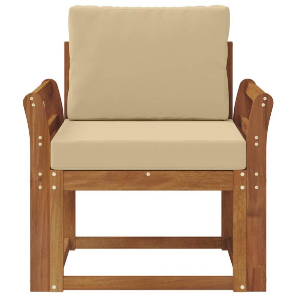 Outdoor-Sofa Massives Akazienholz und Polyester Natur